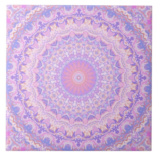 Trippy kleurrijke ingewikkelde boho hippie mandala tegeltje (Voorkant)