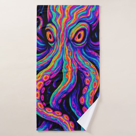 Trippy Kleurrijke Octopus Badhanddoek (Badhanddoek)