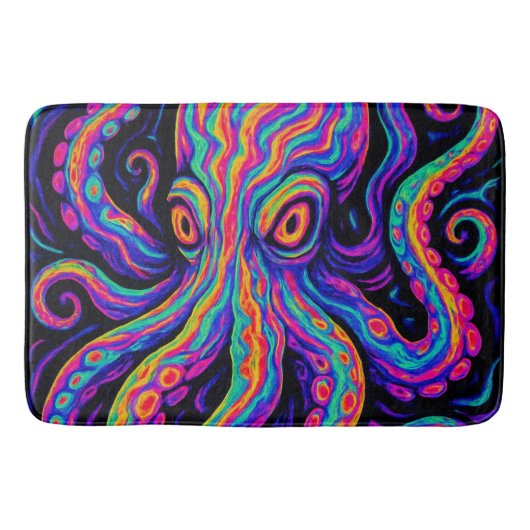 Trippy Kleurrijke Octopus Badmat (Voorkant)