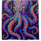 Trippy Kleurrijke Octopus Douchegordijn (Voorkant)