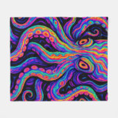 Trippy Kleurrijke Octopus Fleece Deken (Voorkant (Horizontaal))