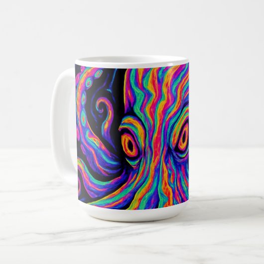 Trippy Kleurrijke Octopus Koffiemok (Voorkant links)
