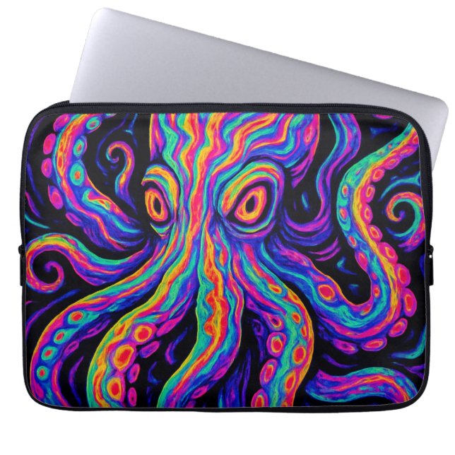 Trippy Kleurrijke Octopus Laptop Sleeve (Voorkant)