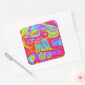 Trippy kleurrijke psychedelische paddenstoel vierkante sticker (Envelop)