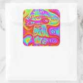 Trippy kleurrijke psychedelische paddenstoel vierkante sticker (Tas)