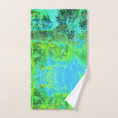 Trippy Lime Green en Blue Garden Landscape Bad Handdoek (Handdoek)