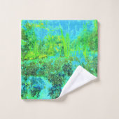 Trippy Lime Green en Blue Garden Landscape Bad Handdoek (Wasdoekje)
