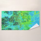 Trippy Lime Green en Blue Garden Landscape Badhanddoek (Badhanddoek)