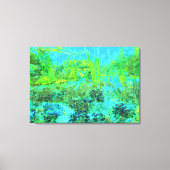 Trippy Lime Green en Blue Garden Landscape Canvas Afdruk (Voorkant)