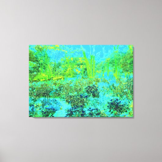 Trippy Lime Green en Blue Garden Landscape Canvas Afdruk (Voorkant)