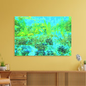 Trippy Lime Green en Blue Garden Landscape Canvas Afdruk (Insitu (Woonkamer))