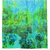 Trippy Lime Green en Blue Garden Landscape Douchegordijn (Voorkant)