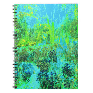 Trippy Lime Green en Blue Garden Landscape Notitieboek