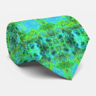 Trippy Lime Green en Blue Garden Landscape Stropdas