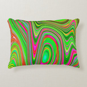 Trippy Lime Green en Magenta Abstracte Groovy Art Accent Kussen