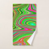 Trippy Lime Green en Magenta Abstracte Groovy Art Bad Handdoek (Handdoek)