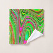 Trippy Lime Green en Magenta Abstracte Groovy Art Bad Handdoek (Wasdoekje)