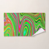 Trippy Lime Green en Magenta Abstracte Groovy Art Bad Handdoek (Handdoek)
