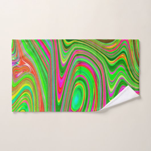 Trippy Lime Green en Magenta Abstracte Groovy Art Bad Handdoek (Handdoek)