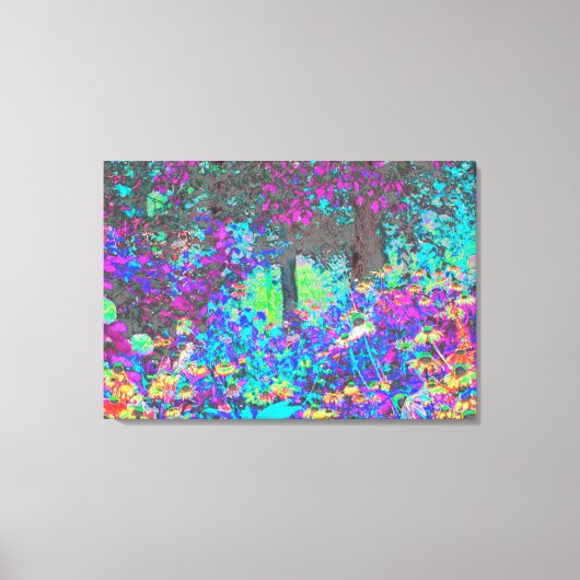 Trippy Lime Green en Paarse Garden Sunrise Canvas Afdruk (Voorkant)