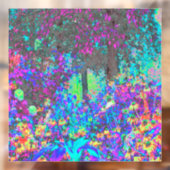 Trippy Lime Green en Paarse Garden Sunrise Raamsticker (Vel 2)