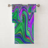 Trippy Lime Green en Paarse golven van Kleur Bad Handdoek (Insitu)
