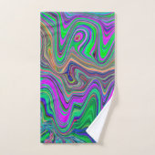 Trippy Lime Green en Paarse golven van Kleur Bad Handdoek (Handdoek)