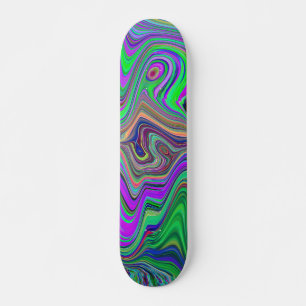 Trippy Lime Green en Paarse golven van Kleur Persoonlijk Skateboard