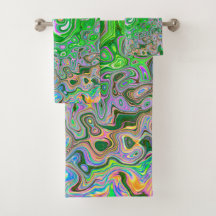 Trippy Lime Green en roze Abstract Retro Swirl
