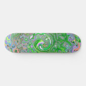 Trippy Lime Green en roze Abstract Retro Swirl Persoonlijk Skateboard (Horizontaal)