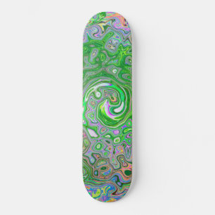Trippy Lime Green en roze Abstract Retro Swirl Persoonlijk Skateboard