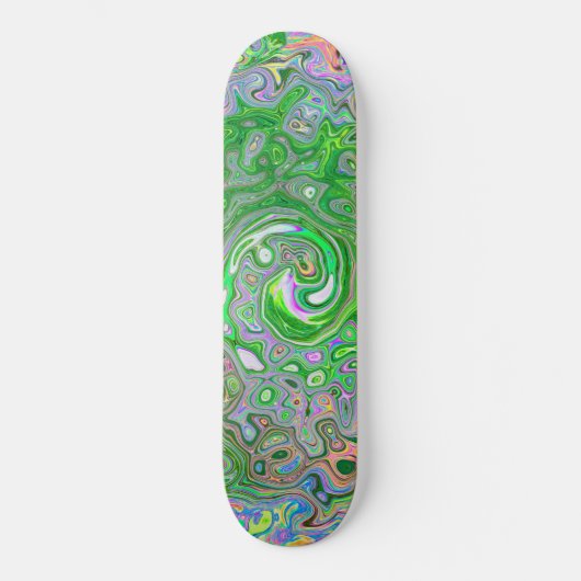 Trippy Lime Green en roze Abstract Retro Swirl Persoonlijk Skateboard (Voorkant)