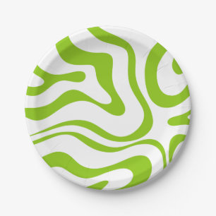 Trippy Lime Green Liquid Swirl Retro Abstract Papieren Bordje
