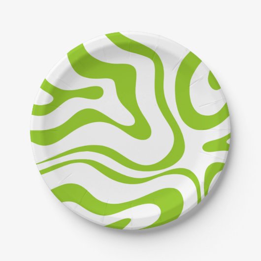 Trippy Lime Green Liquid Swirl Retro Abstract Papieren Bordje (Voorkant)
