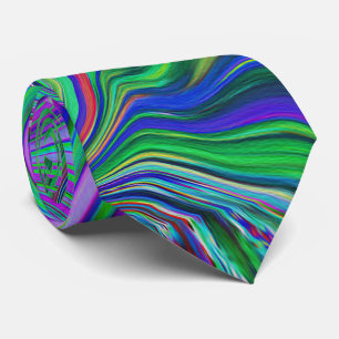 Trippy Limegroene en Paarse Kleurgolven Stropdas