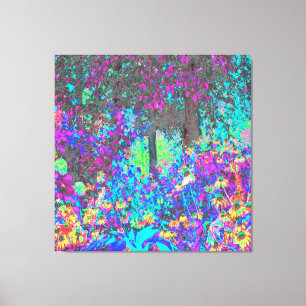 Trippy Limegroene en Paarse Tuin Zonsopgang Canvas Afdruk
