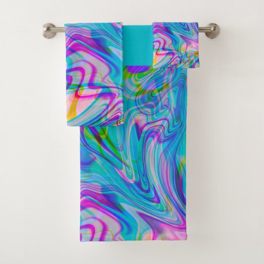 Trippy Liquid Colorful Abstract Pattern Blue Bad Handdoek (Insitu)