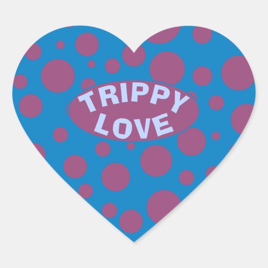 Trippy Love Paarse Stippen Feeling Blue Psychedeli Hart Sticker (Voorkant)