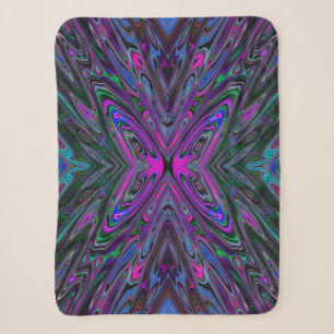 Trippy Magenta, Blauwe en Groene Abstracte Vlinder Sherpa Deken