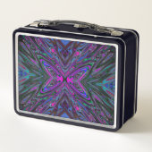 Trippy Magenta, Blue en Green Abstracte Butterfly (Achterkant)