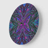 Trippy Magenta, Blue en Green Abstracte Butterfly Grote Klok (Hoek)