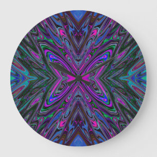 Trippy Magenta, Blue en Green Abstracte Butterfly Grote Klok