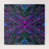 Trippy Magenta, Blue en Green Abstracte Butterfly Legpuzzel (Horizontaal)