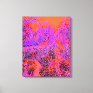 Trippy Magenta en Oranje impressionistische tuin Canvas Afdruk