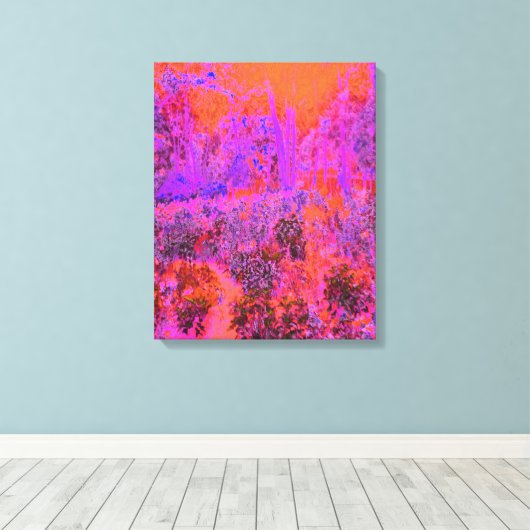 Trippy Magenta en Oranje impressionistische tuin Canvas Afdruk (Insitu (Houten vloer))