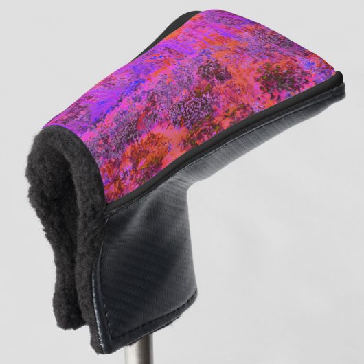 Trippy Magenta en Oranje impressionistische tuin Golfheadcover (3/4 voorkant)