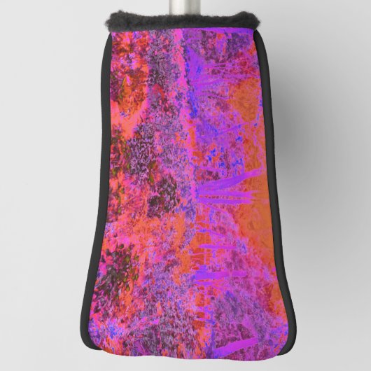 Trippy Magenta en Oranje impressionistische tuin Golfheadcover (Draai 90)