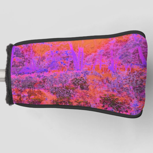 Trippy Magenta en Oranje impressionistische tuin Golfheadcover (Voorkant)