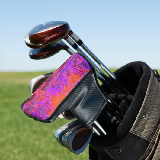 Trippy Magenta en Oranje impressionistische tuin Golfheadcover (Insitu)