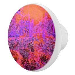 Trippy Magenta en Oranje impressionistische tuin Keramische Knop